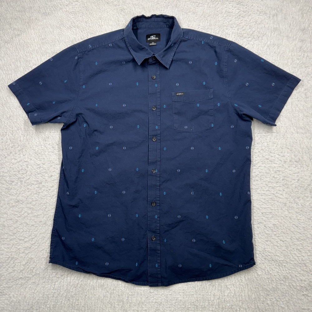 O'neill Standard Fit‎ Button Up Short Sleeve Shirt Skate Surf Blue Men's Size M